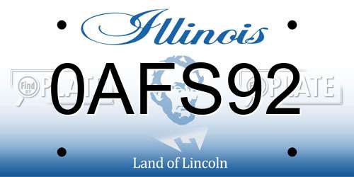 0AFS92 Illinois License Plate