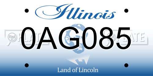 0AG085 Illinois License Plate