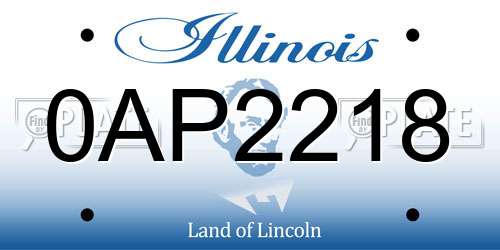 0AP2218 Illinois License Plate