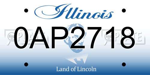0AP2718 Illinois License Plate