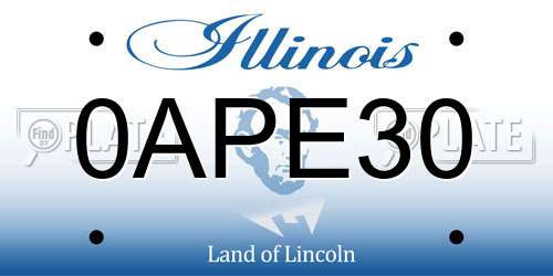 0APE30 Illinois License Plate