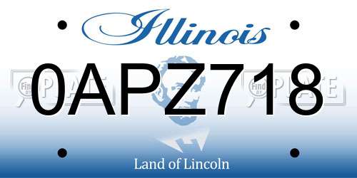 0APZ718 Illinois License Plate