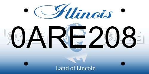 0ARE208 Illinois License Plate