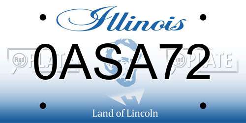 0ASA72 Illinois License Plate