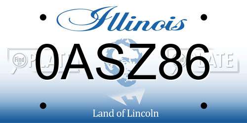 0ASZ86 Illinois License Plate