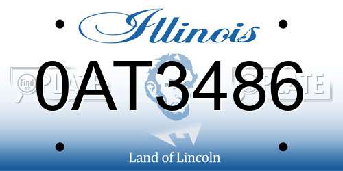 0AT3486 Illinois License Plate