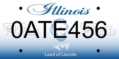 0ATE456 Illinois License Plate