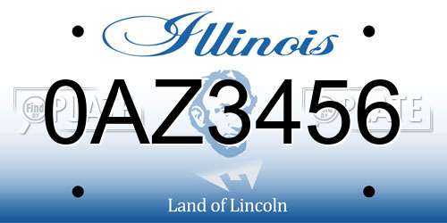 0AZ3456 Illinois License Plate