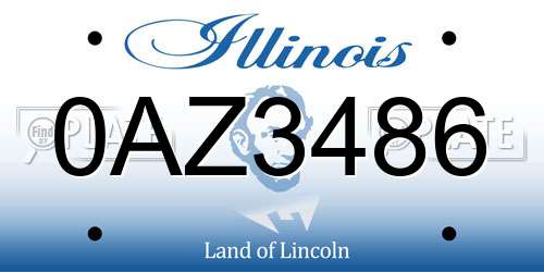 0AZ3486 Illinois License Plate