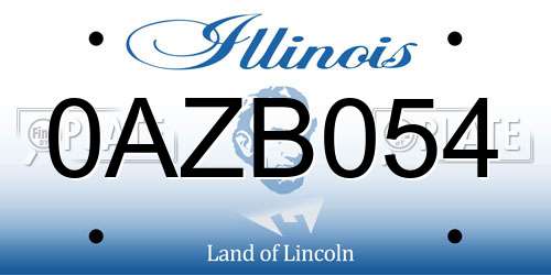 0AZB054 Illinois License Plate