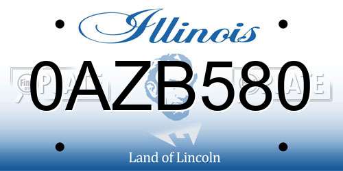 0AZB580 Illinois License Plate