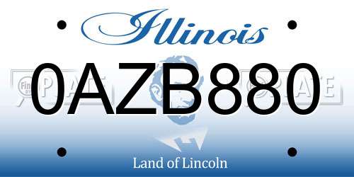 0AZB880 Illinois License Plate