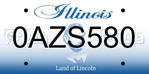 0AZS580 Illinois License Plate