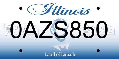 0AZS850 Illinois License Plate
