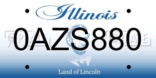 0AZS880 Illinois License Plate