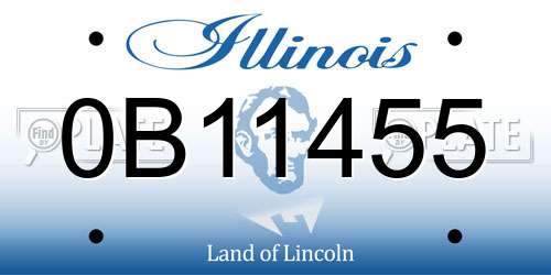 0B11455 Illinois License Plate