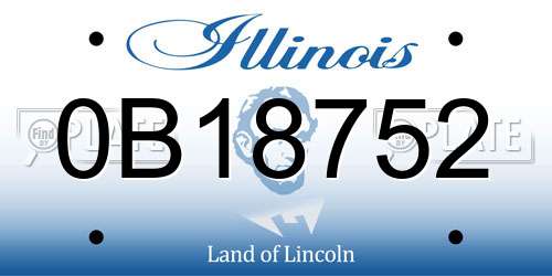 0B18752 Illinois License Plate