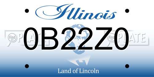 0B22Z0 Illinois License Plate