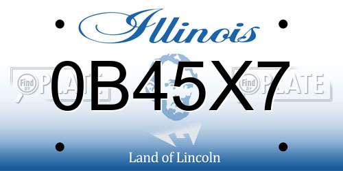 0B45X7 Illinois License Plate