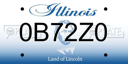 0B72Z0 Illinois License Plate