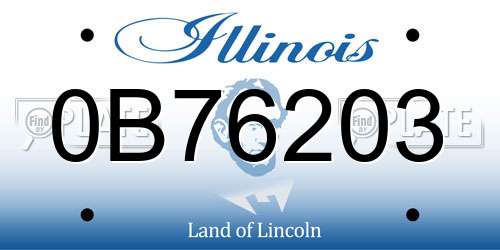 0B76203 Illinois License Plate