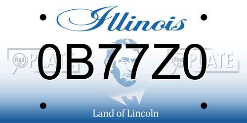 0B77Z0 Illinois License Plate