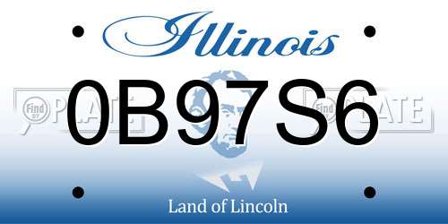0B97S6 Illinois License Plate