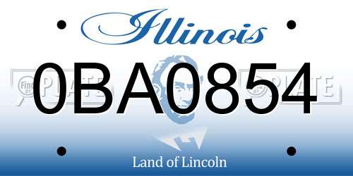 0BA0854 Illinois License Plate