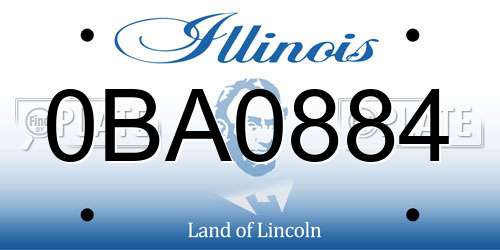 0BA0884 Illinois License Plate