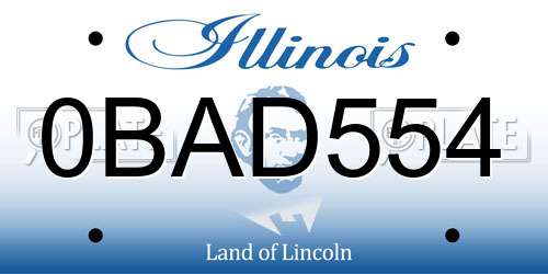 0BAD554 Illinois License Plate