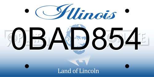0BAD854 Illinois License Plate