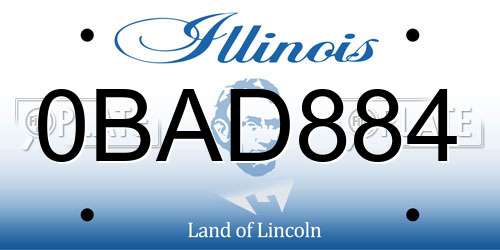 0BAD884 Illinois License Plate