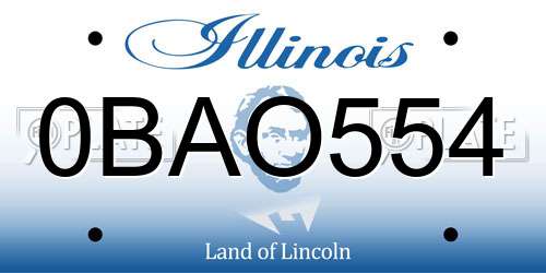 0BAO554 Illinois License Plate