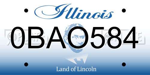 0BAO584 Illinois License Plate