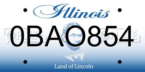 0BAO854 Illinois License Plate