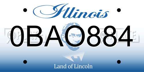 0BAO884 Illinois License Plate