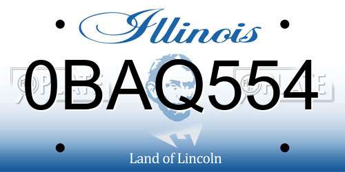 0BAQ554 Illinois License Plate