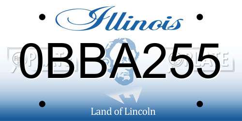 0BBA255 Illinois License Plate