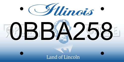 0BBA258 Illinois License Plate