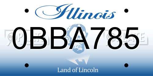 0BBA785 Illinois License Plate