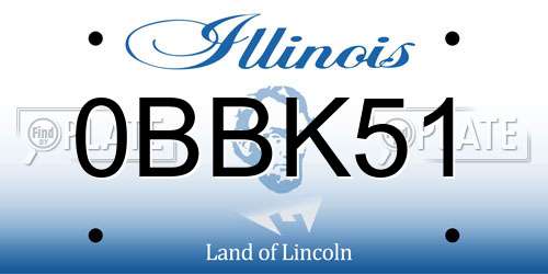 0BBK51 Illinois License Plate