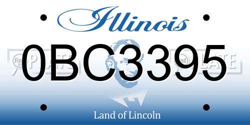 0BC3395 Illinois License Plate