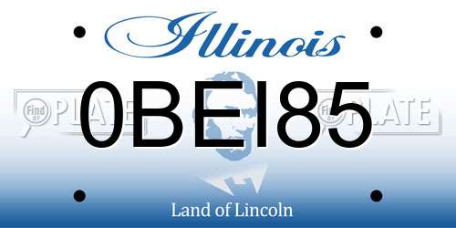 0BEI85 Illinois License Plate