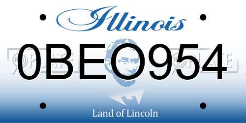 0BEO954 Illinois License Plate