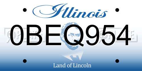 0BEQ954 Illinois License Plate