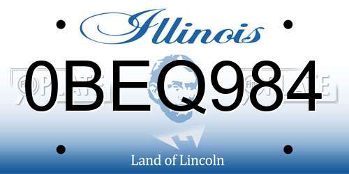 0BEQ984 Illinois License Plate