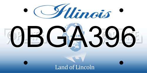 0BGA396 Illinois License Plate