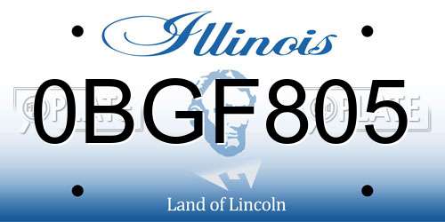 0BGF805 Illinois License Plate