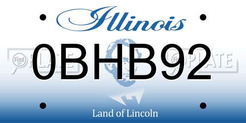 0BHB92 Illinois License Plate