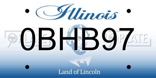 0BHB97 Illinois License Plate